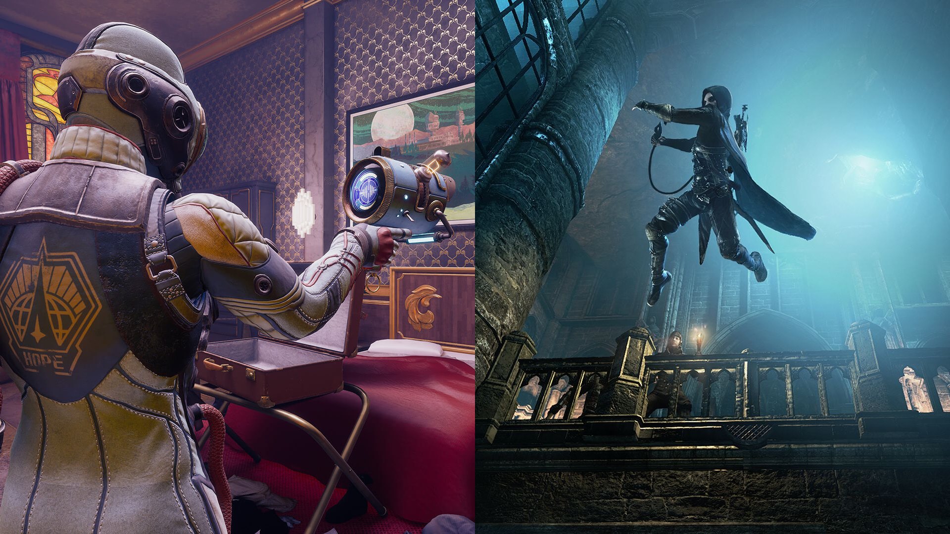 portada de The Outer Worlds y Thief